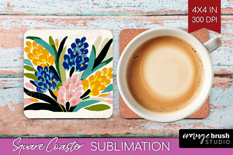 Hyacinth Modern Floral Square Coaster Sping Flower Coaster