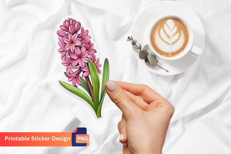 Hyacinth Flower Sticker, Botanical Sticker, Floral Sticker example image 1