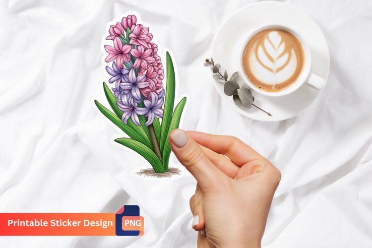 Hyacinth Flower Sticker, Botanical Sticker, Floral Sticker example image 1