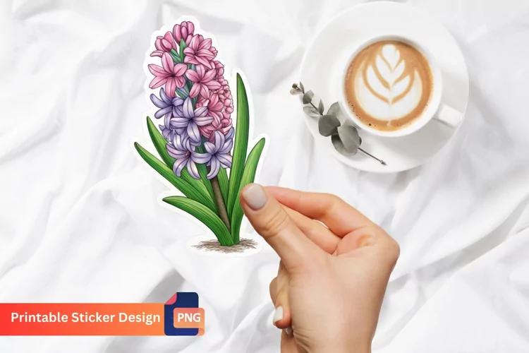 Hyacinth Flower Sticker, Botanical Sticker, Floral Sticker