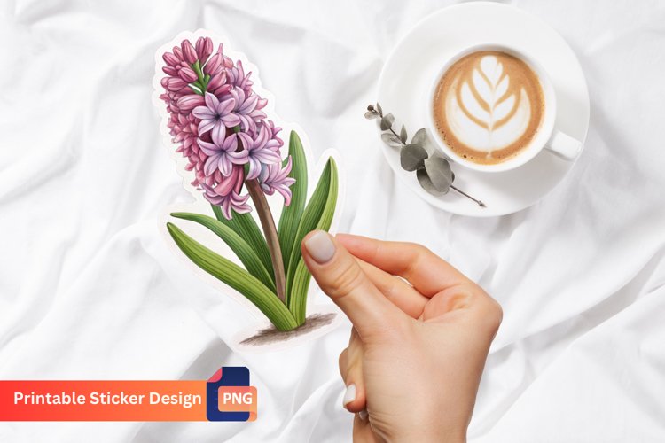 Hyacinth Flower Sticker, Botanical Sticker, Floral Sticker example image 1