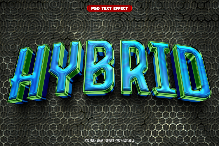 Hybrid 3D editable text effect