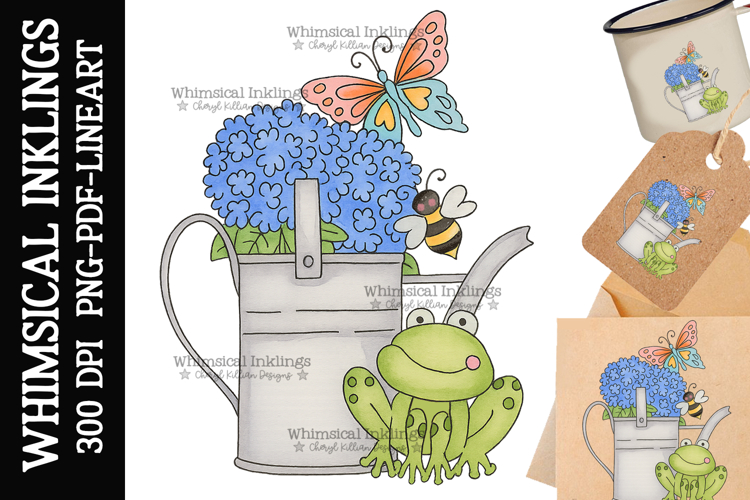 Hydrangea Frog Sublimation Clipart