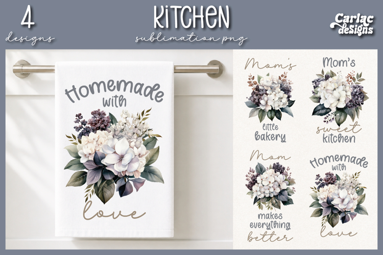 Cute Mom Kitchen Towel Sublimation, Hydrangeas Kitchen Towel