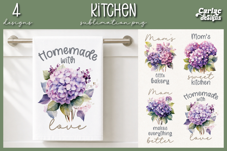 Hydrangeas Kitchen Towel, Cute Kitchen Towel Sublimation