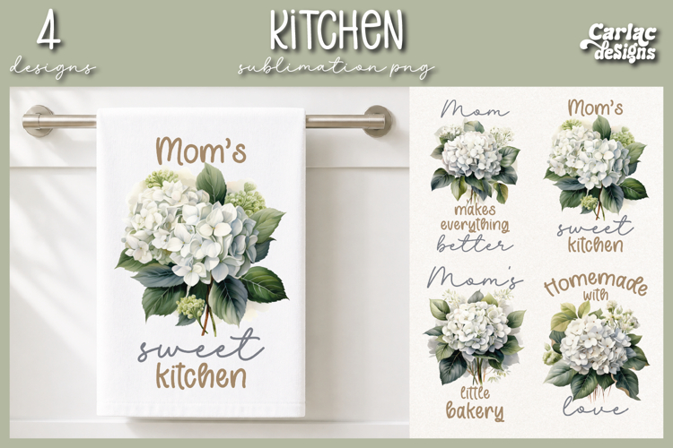 Cute Mom Kitchen Towel Sublimation, Hydrangeas Kitchen Towel