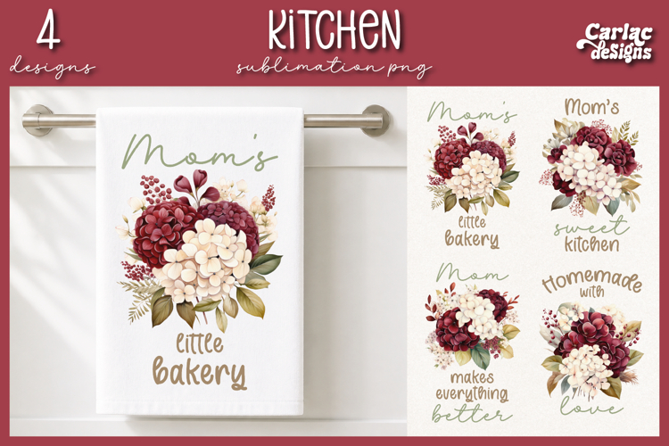 Cute Mom Kitchen Towel Sublimation, Hydrangeas Kitchen Towel