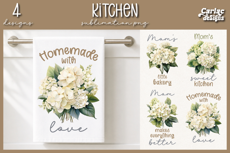 Cute Mom Kitchen Towel Sublimation, Hydrangeas Kitchen Towel