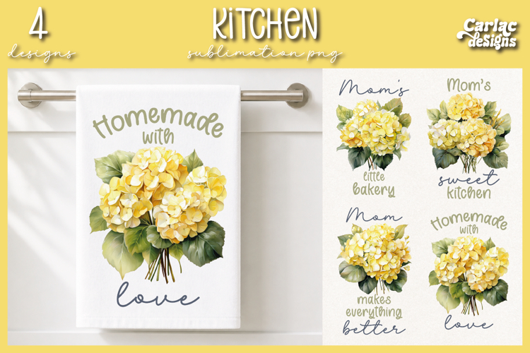 Cute Mom Kitchen Towel Sublimation, Hydrangeas Kitchen Towel