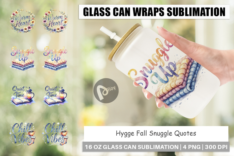 Hygge Fall Snuggle Quotes Glass Can