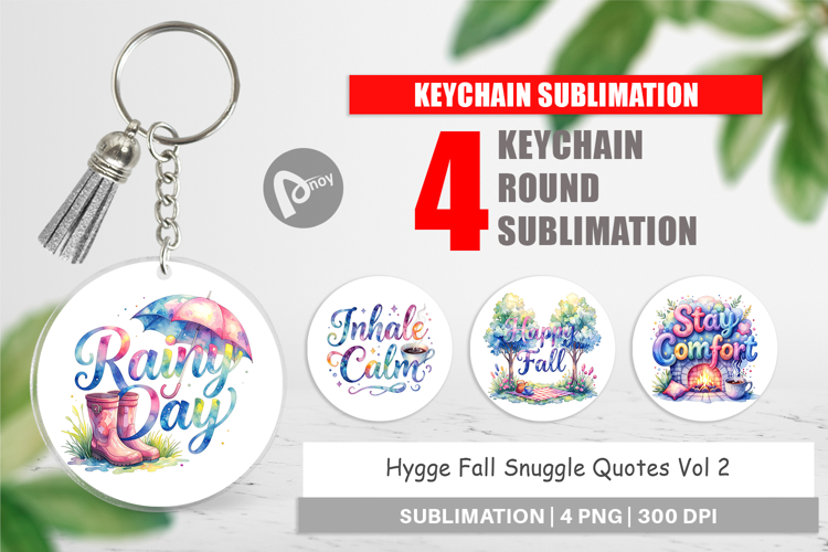 Hygge Fall Snuggle Quotes Keychain