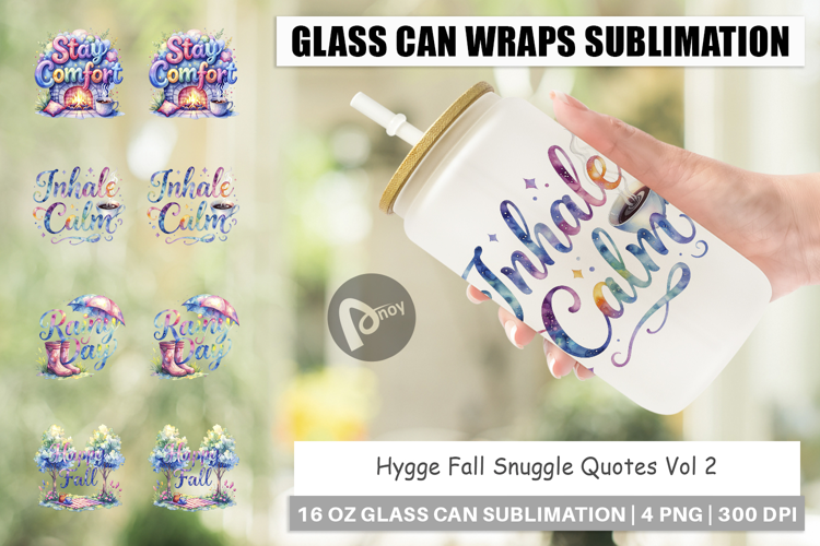 Hygge Fall Snuggle Quotes Glass Can
