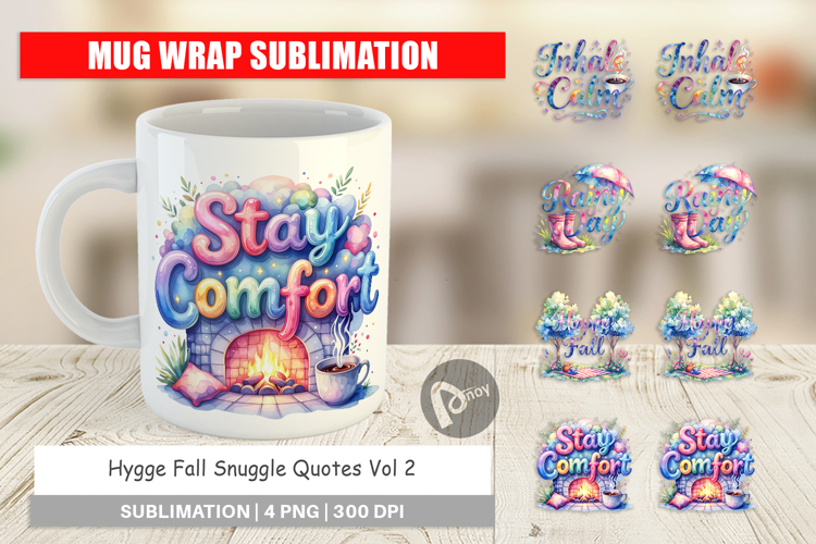 Hygge Fall Snuggle Quotes Mug Wrap