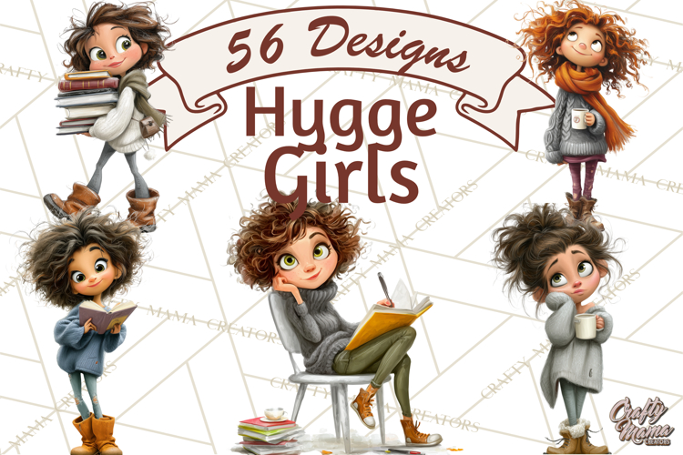 Winter Hygge Girl Clipart PNG, Cozy Wardrobe Illustrations