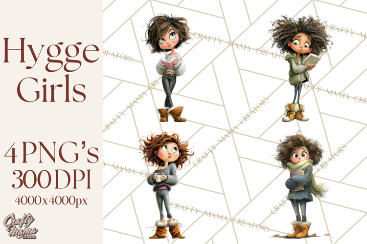 Winter Hygge Girl Clipart PNG, Cozy Wardrobe Illustrations