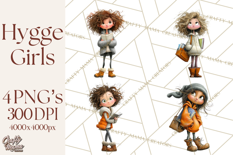 Winter Hygge Girl Clipart PNG, Cozy Wardrobe Illustrations