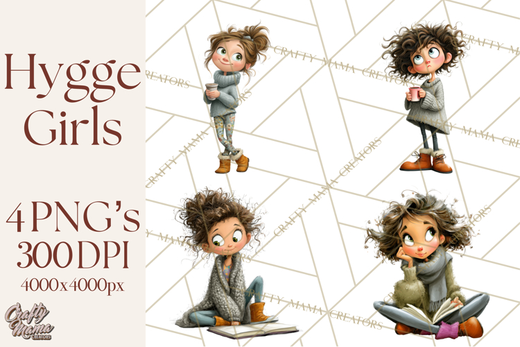 Winter Hygge Girl Clipart PNG, Cozy Wardrobe Illustrations