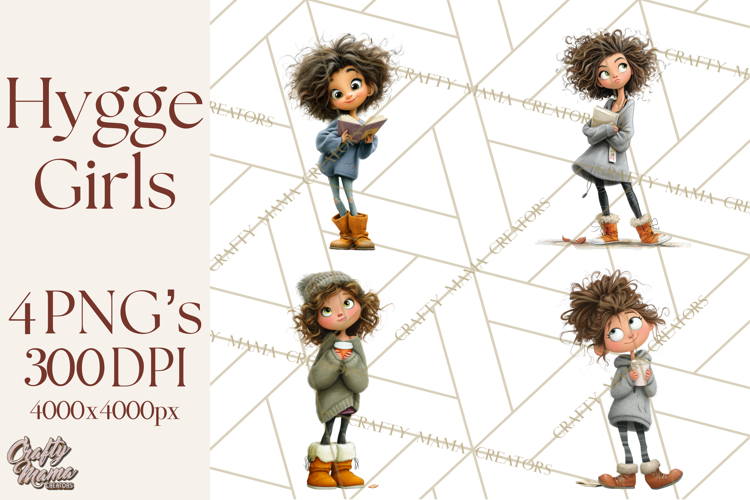 Winter Hygge Girl Clipart PNG, Cozy Wardrobe Illustrations