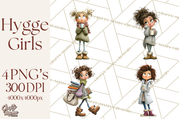 Winter Hygge Girl Clipart PNG, Cozy Wardrobe Illustrations