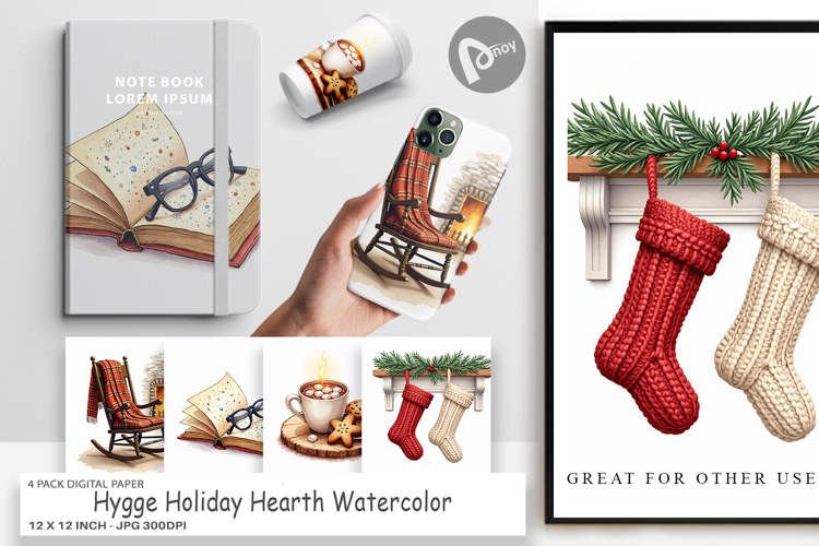 Hygge Holiday Hearth Digital Paper