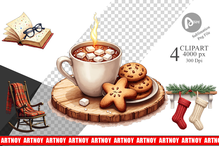 Hygge Holiday Hearth Clipart