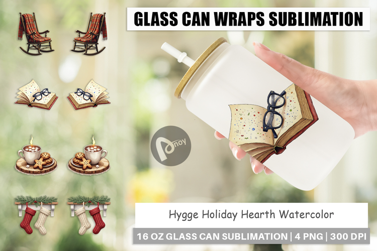 Hygge Holiday Hearth Glass Can