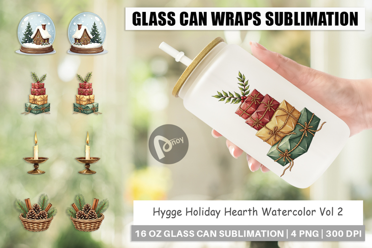 Hygge Holiday Hearth Glass Can
