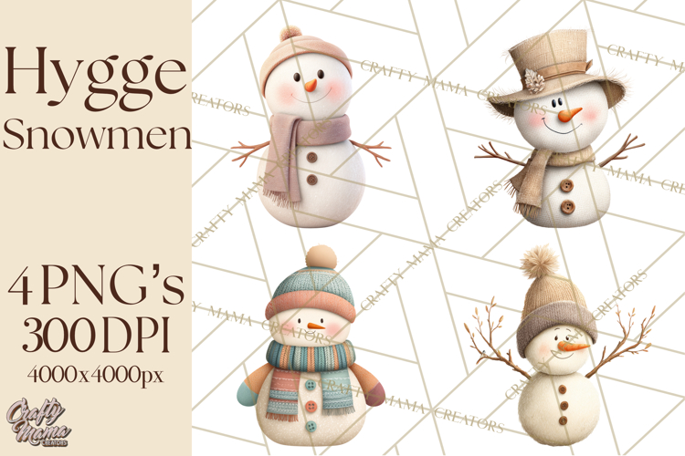 Hygge Winter Snowman PNG Cozy Neutral Christmas Clipart