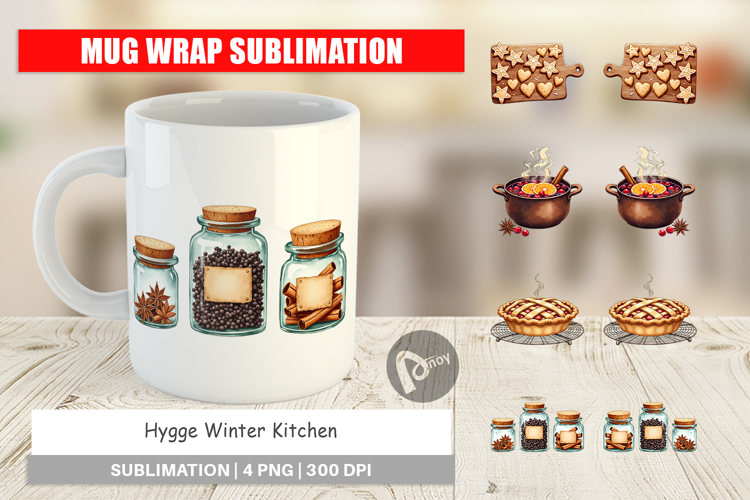 Hygge Winter Kitchen Mug Wrap