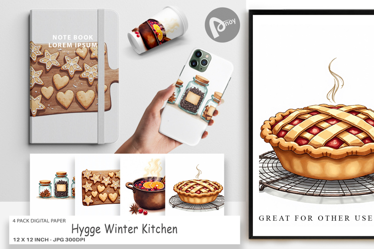 Hygge Winter Kitchen Digital Paper