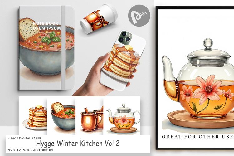 Hygge Winter Kitchen Digital Paper