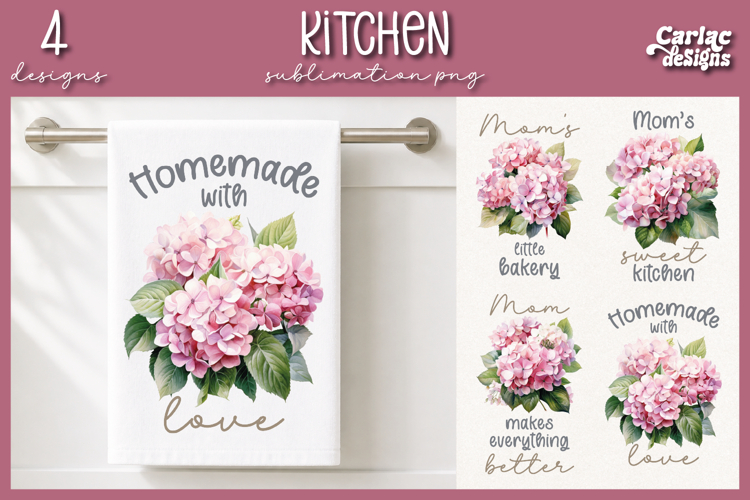 Cute Mom Kitchen Towel Sublimation, Hydrangeas Kitchen Towel