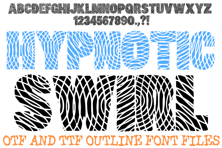 Hypnotic Swirl Bold Font Typography Lettering ABC OTF
