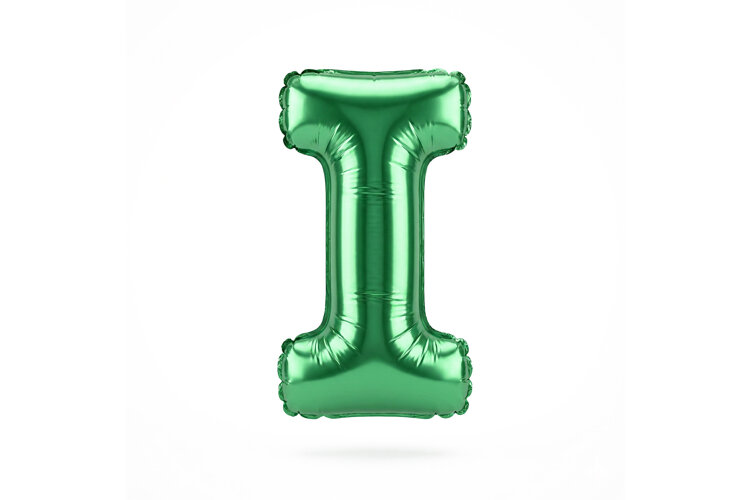 Green Metallic Letter I Foil Balloon Party Decoration example image 1