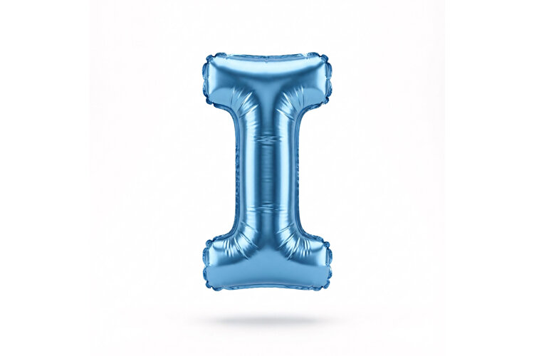 Blue Metallic Letter I Foil Balloon Party Decoration example image 1