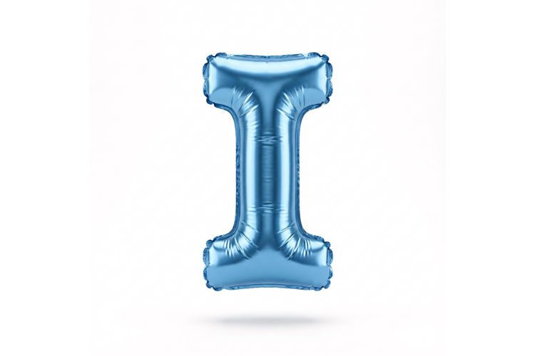 Blue Metallic Letter I Foil Balloon Party Decoration