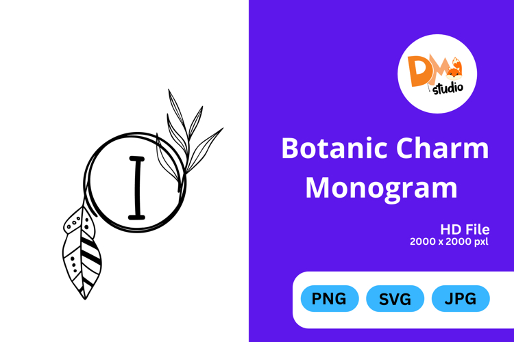 Botanic Charm Monogram -Elegant Floral Letters SVG, PNG, JPG