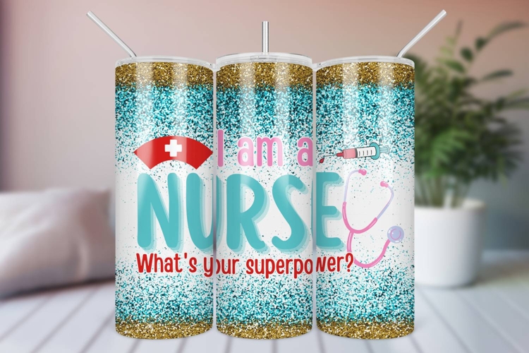 Nurse Appreciation 20 oz Skinny Tumbler Wrap for Sublimation