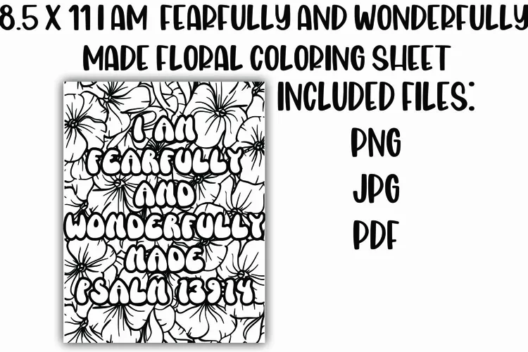 I Am Fearfully and Wonderfully Made Floral Coloring Sheet