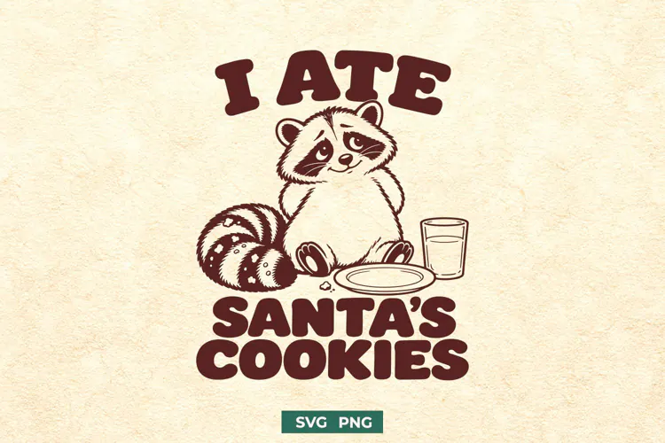 Christmas Raccoon SVG PNG, I Ate Santa’s Cookies Design