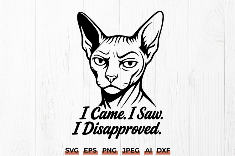 Sassy Sphynx Cat SVG Funny Grumpy Cat Clipart, Hairless Cat