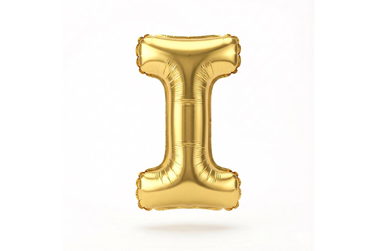 Golden Metallic Letter I Foil Balloon Party Decoration example image 1