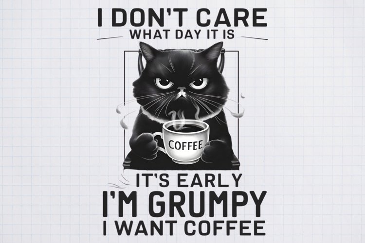 Sublimation PNG, Grumpy Cat Coffee Lover example image 1