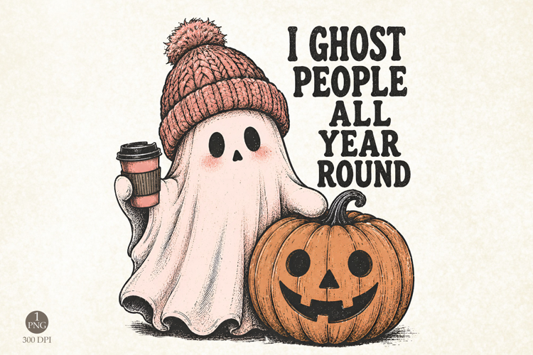 I Ghost People All Year Round PNG,Funny Halloween Ghost Shir