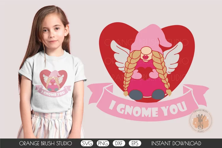 Gnome Girl Valentine With Heart| I Gnome You SVG Cut File