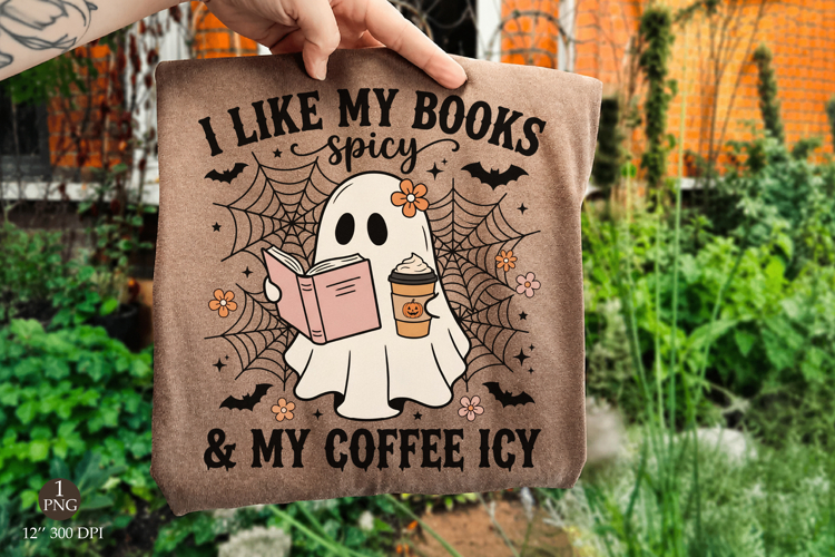 I Like My Books Spicy and My Coffee Icy Png Design