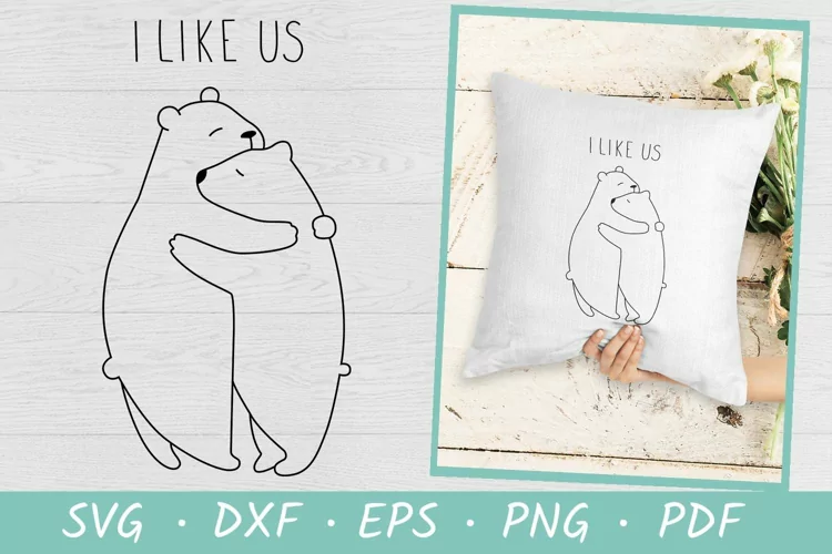 Bear SVG, Valentines SVG, Cute cuddling bears with lettering