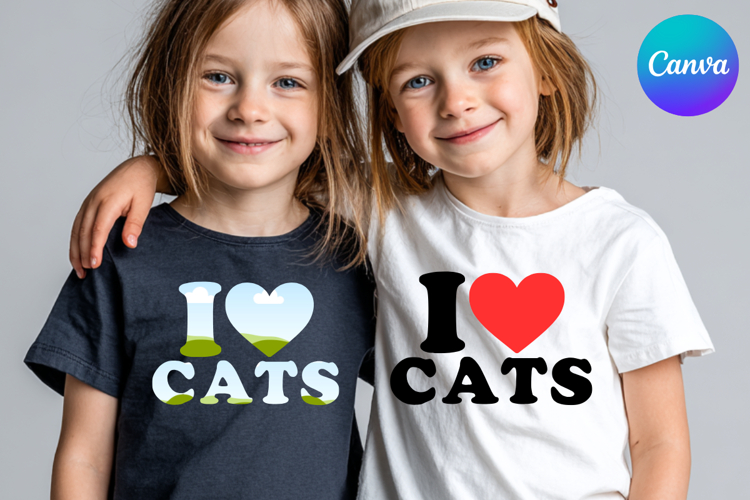 I LOVE cats Canva Frame Heart Logo Valentine Frame