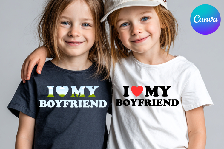 I LOVE my BOYFRIEND Canva Frame Heart Logo Valentine Frame