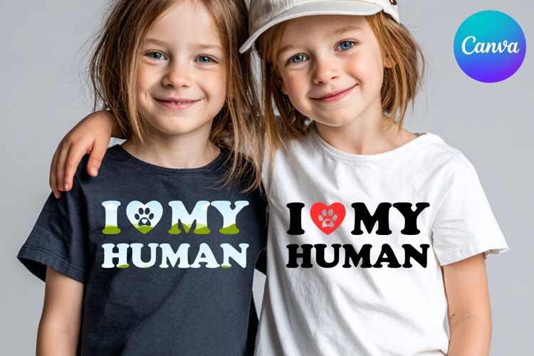 I LOVE MY Human Canva Frame Heart Logo Valentine